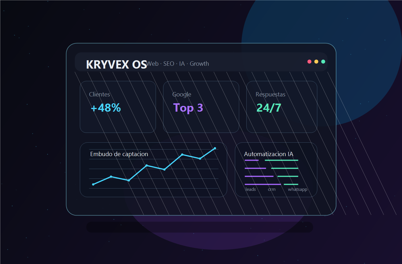 Mockup de una web premium creada por KRYVEX Studio